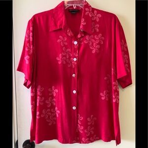 Endless Options: Red Rayon Button-Down Shirt
